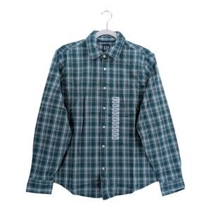 Gap Poplin Shirt Mens S Sagebrush Green Plaid Long Sleeve Button Down Workwear